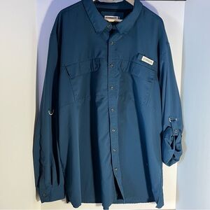 Magellan Outdoors Classic Fit 3XL Men's Teal Button Up Shirt with Collar